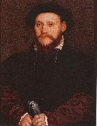 Portrait of an Unknown Man Holding Gloves Hans Holbein